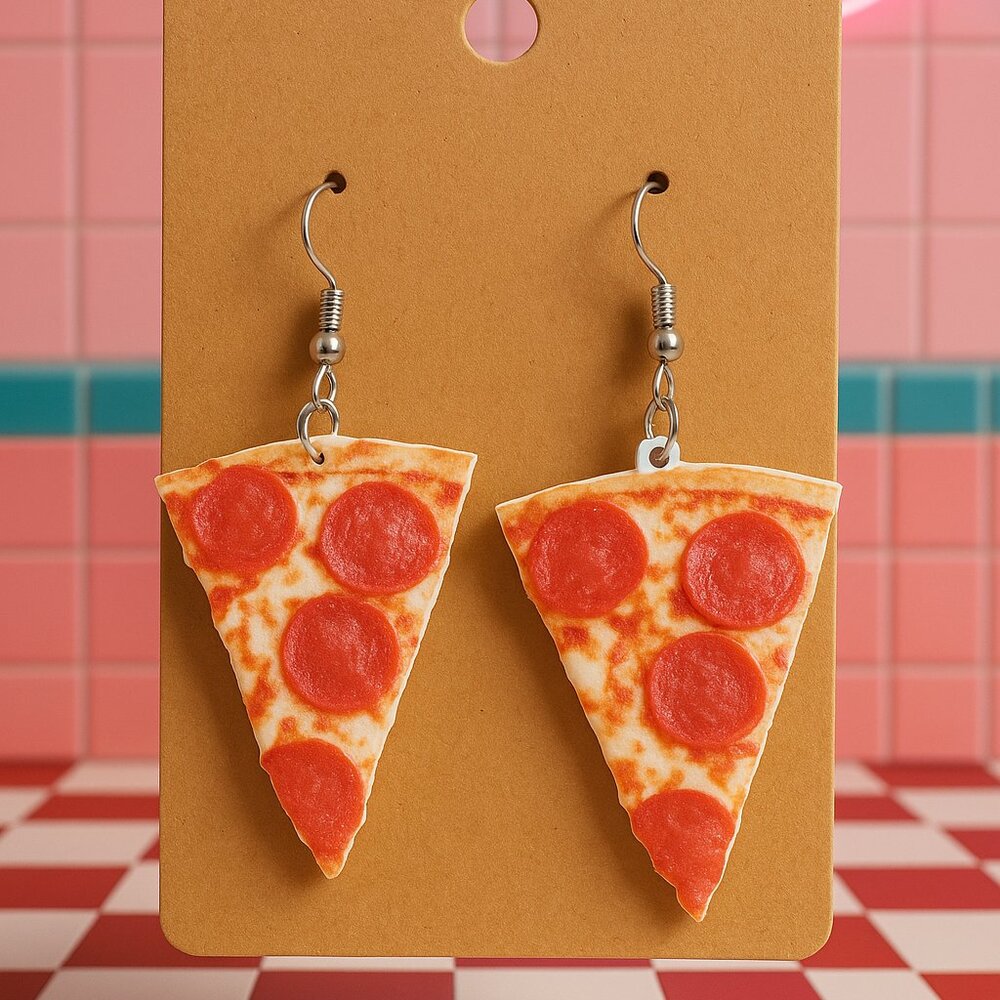 Brand New Giant Pepperoni Pizza Earrings – Perfect for Your Next Pizza Party 🍕 - Picture 2 of 6